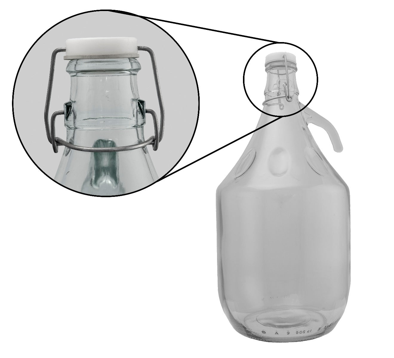 Glass Demijohn 5L 4 Pack Swing Top Cap, Airlock & Bung