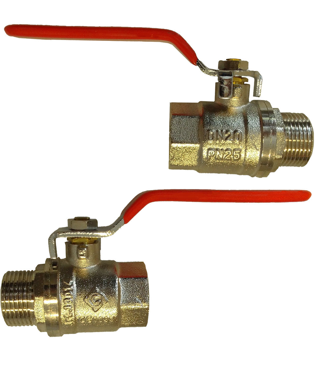 Brass Nickel-Plated Lever Valve 3/4" BSPM-F