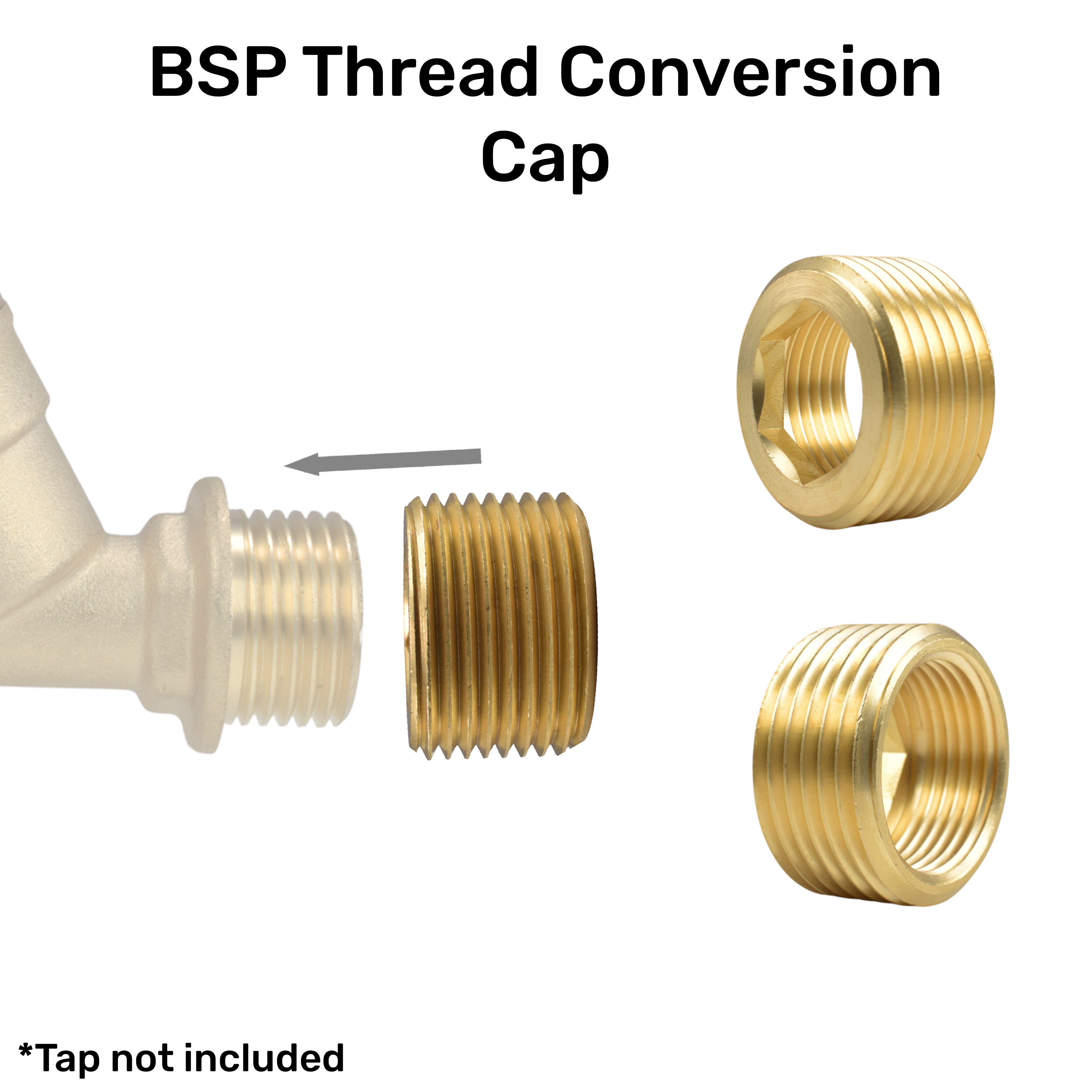 Thread Conversion Cap 3/4" BSPM - 1/2" BSPF, Brass