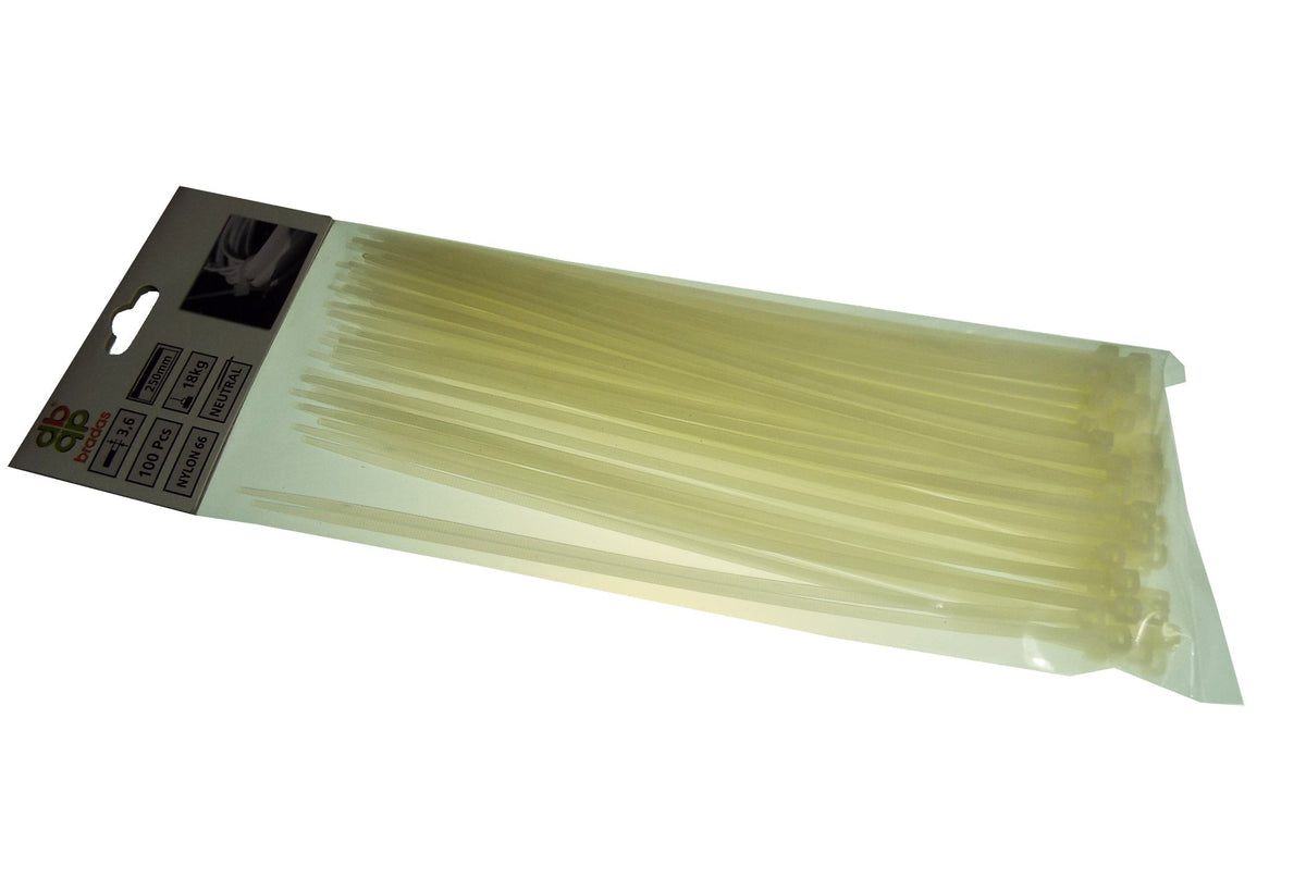 100 Cable Ties (2.5mm x 100mm) Neutral